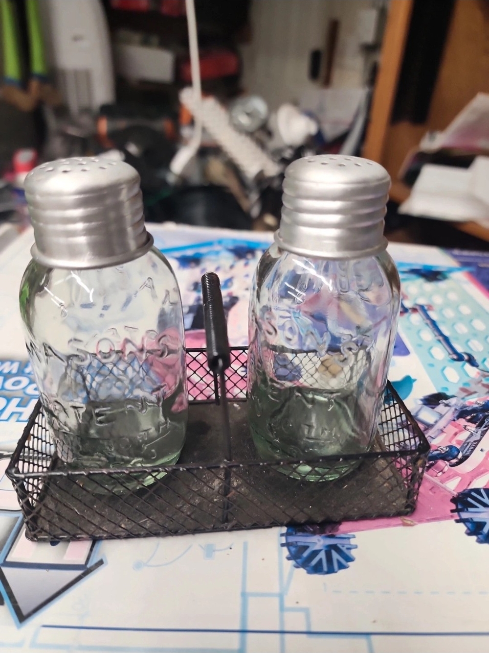 Clear Glass Salt and Pepper Shaker Set Mas9n Jars